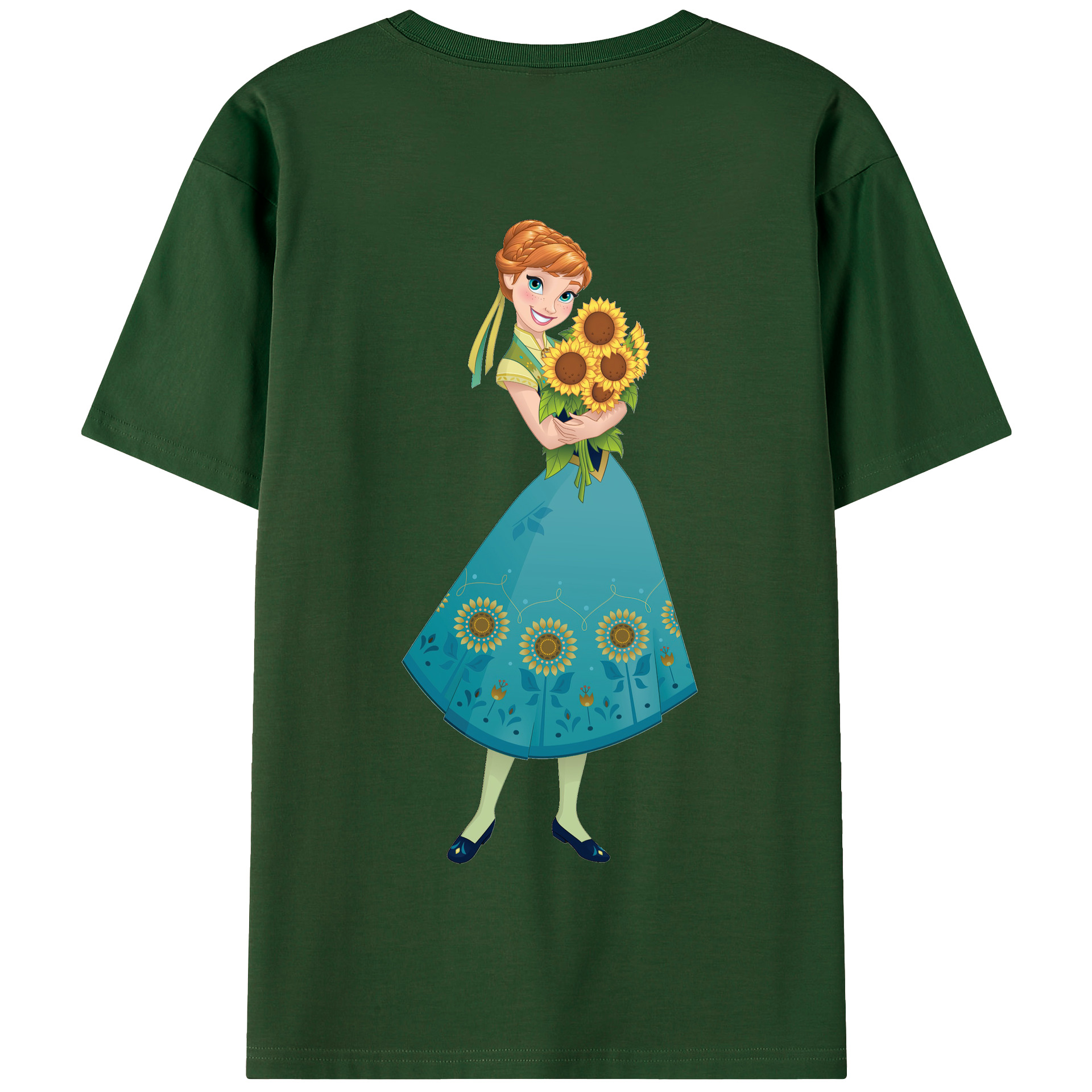 （画像用） アナと雪の女王 アンナ エルサ Frozen Anna Elsa 綿100％半袖Tシャツ（背面プリント）